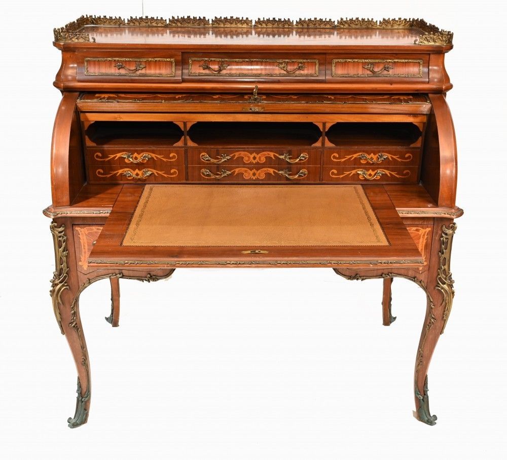 French Roll Top Desk Louis XVI Inlay Bureau photo Furniture
