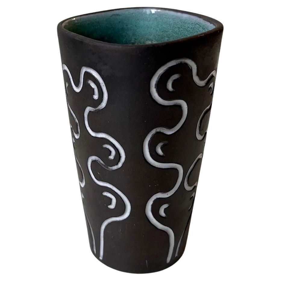 Helge østerberg Abstract Vase In Glazed Ceramic, Danish, 1960s