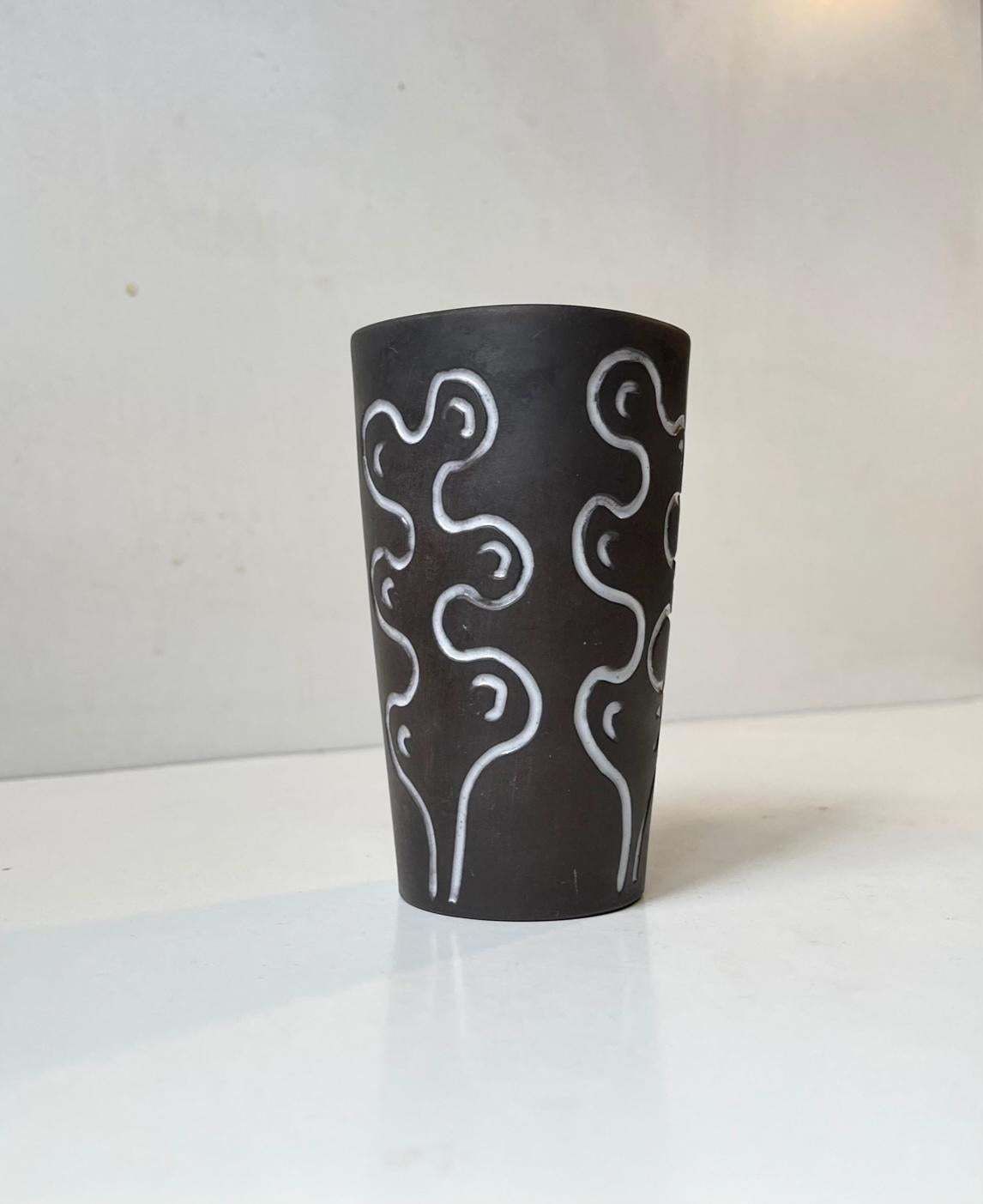 Helge østerberg Abstract Vase In Glazed Ceramic, Danish, 1960s photo Home Decor