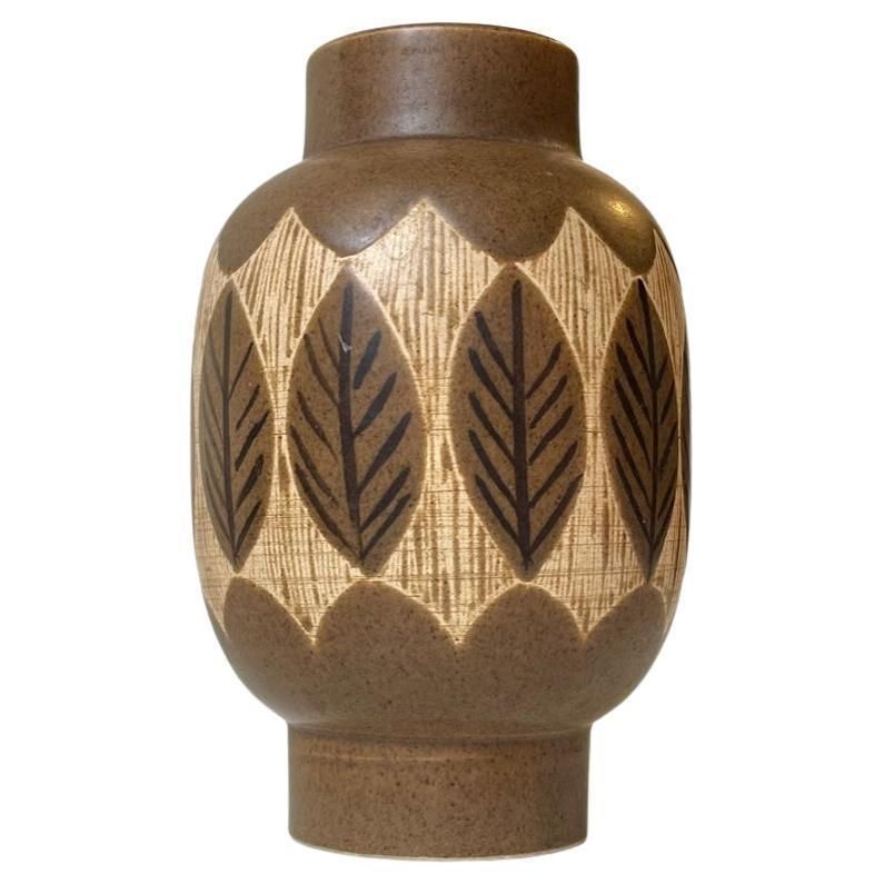 Jacob Siv Ceramic Vase With Leaves For Syco Sweden, 1970s
