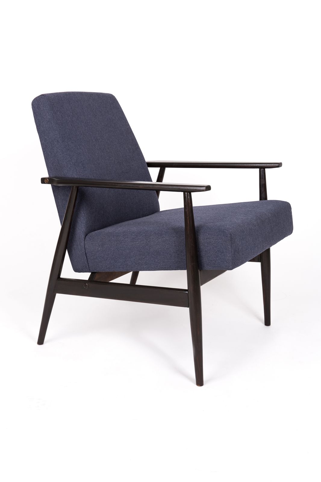 20th Century Navy Blue Denim Armchair, H. Lis, Poland, 1960s photo furniture