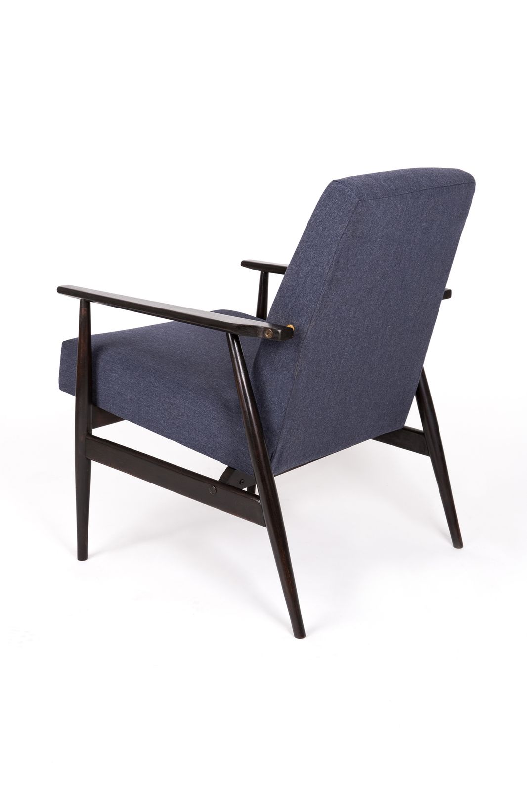 20th Century Navy Blue Denim Armchair, H. Lis, Poland, 1960s photo for sale