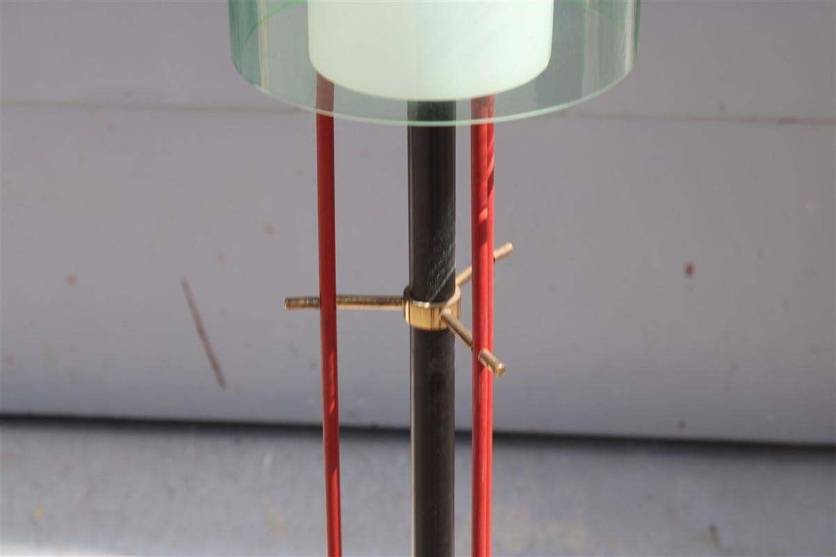 Mid Century Italian Floor Lamp Brass Glass And Plexiglass Red Parts 1950s Stilux photo 1929.0