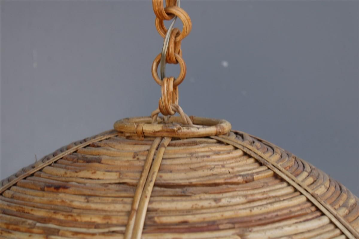 Mid Century Italian Design Round Chandelier Bamboo Whit Brass Part, 1950s photo 1050.0