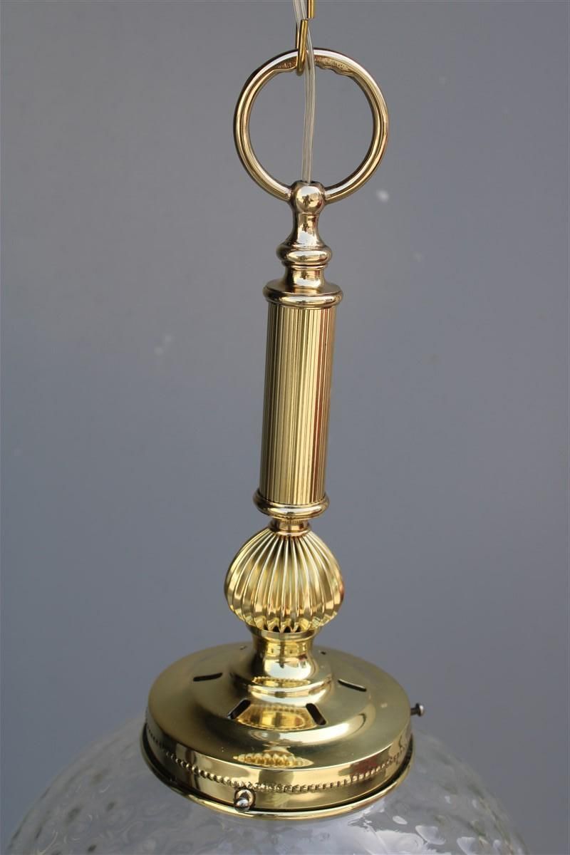 Round Lantern Brass Gold And Murano Glass Venini Design, 1950s photo for sale