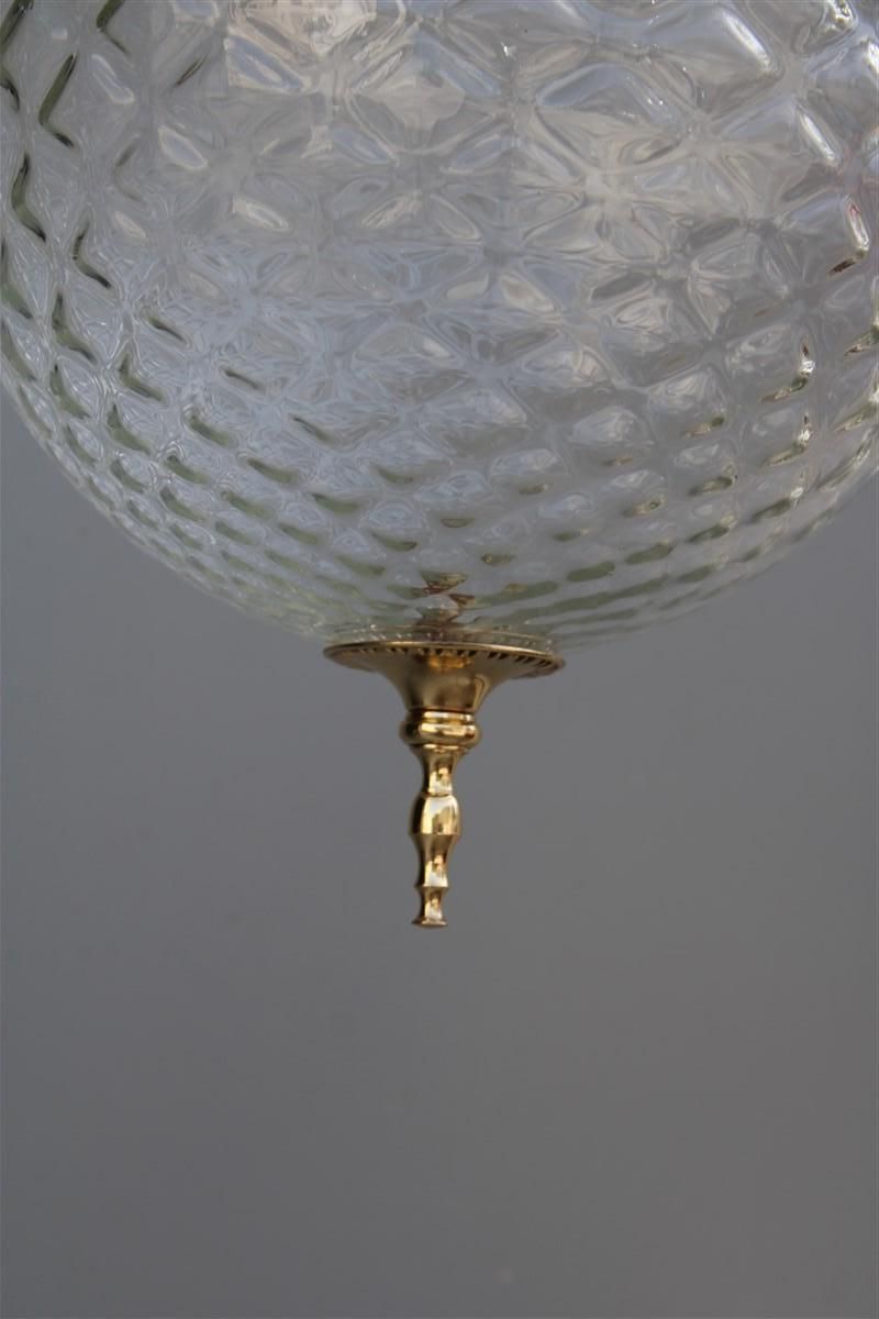 Lighting Round Lantern Brass Gold And Murano Glass Venini Design, 1950s photo