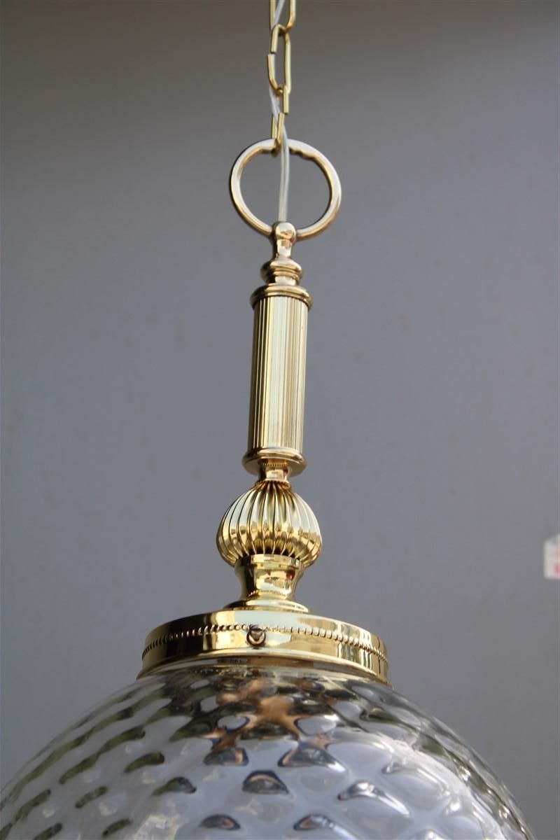 1929.0 Round Lantern Brass Gold And Murano Glass Venini Design, 1950s photo