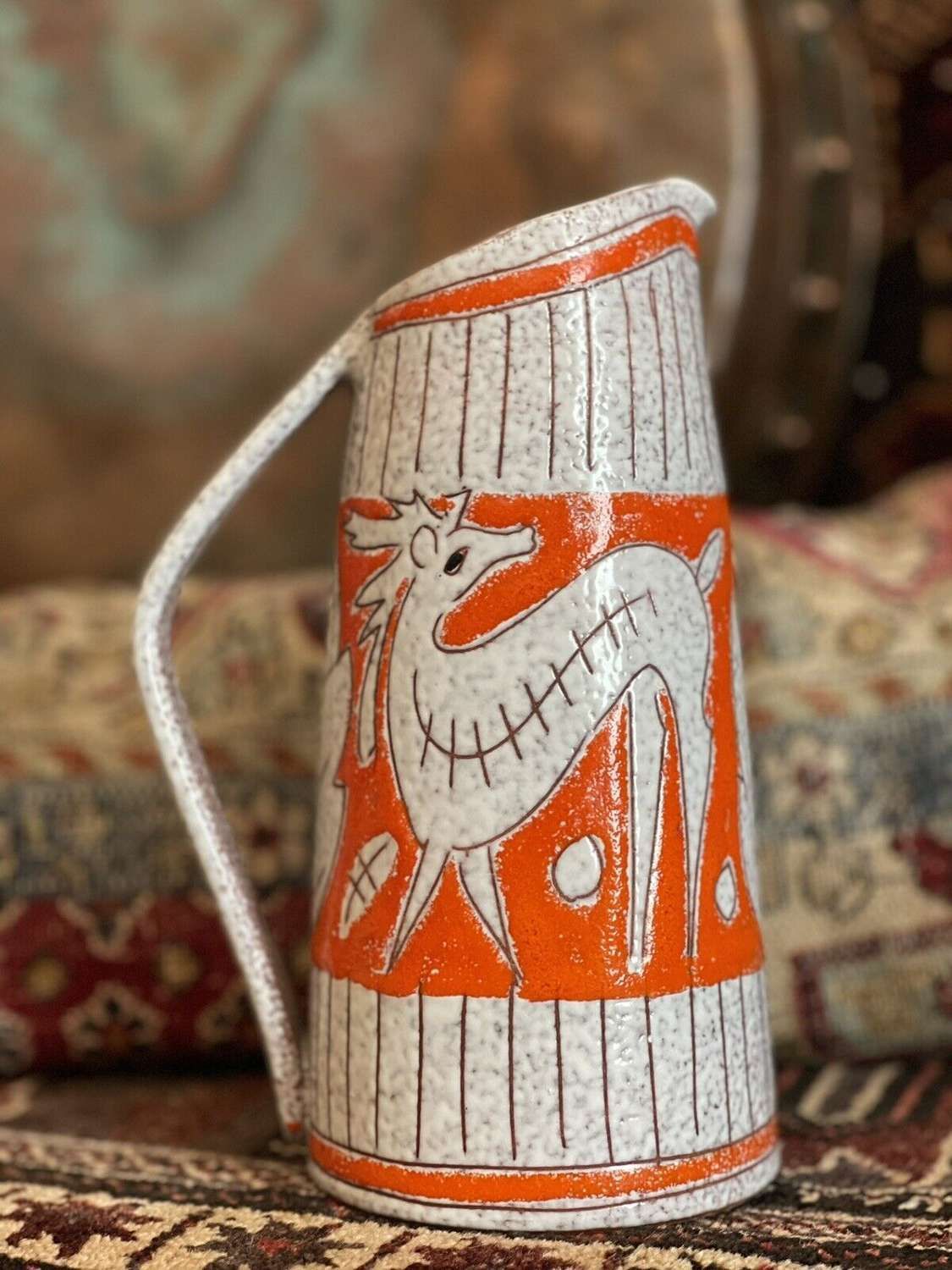 Fratelli Fanciullacci Vase With Deer Motif Circa 1950