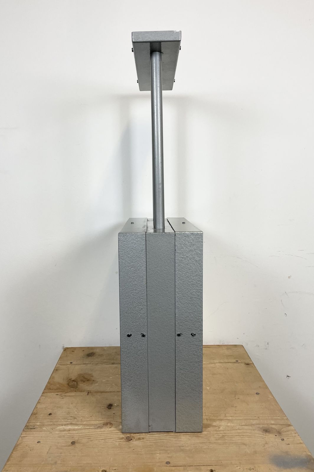 Large Square Industrial Double Sided Factory Clock From Pragotron, 1960s photo vintage