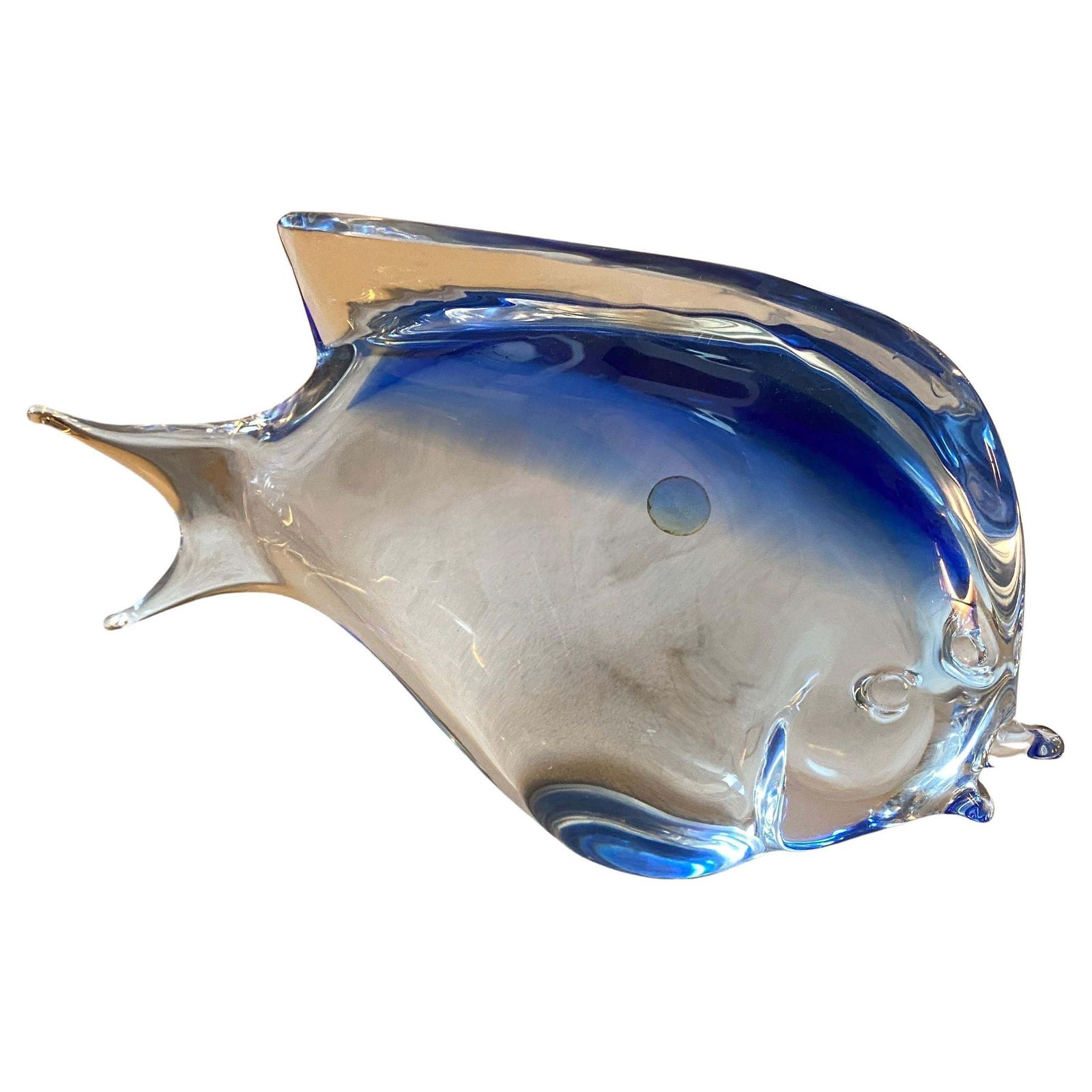 1970s Modernist Blue Murano Glass Tropical Fish In The Manner Of Seguso photo for sale