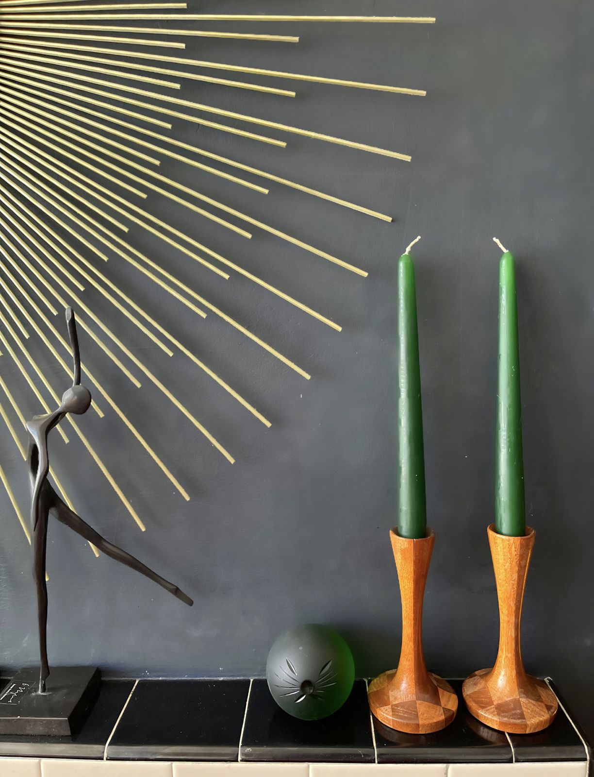 Teak And Rosewood Turned Wood Candlesticks By Maurice Bonami photo furniture