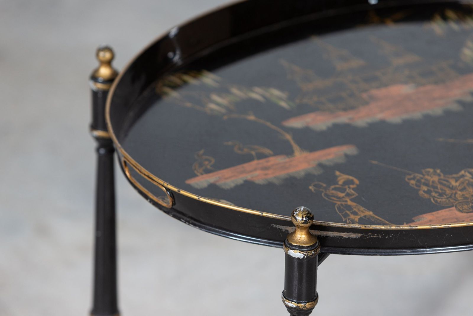 Mid Century Italian Chinoiserie Iron Tole Ware Tray Table photo Furniture