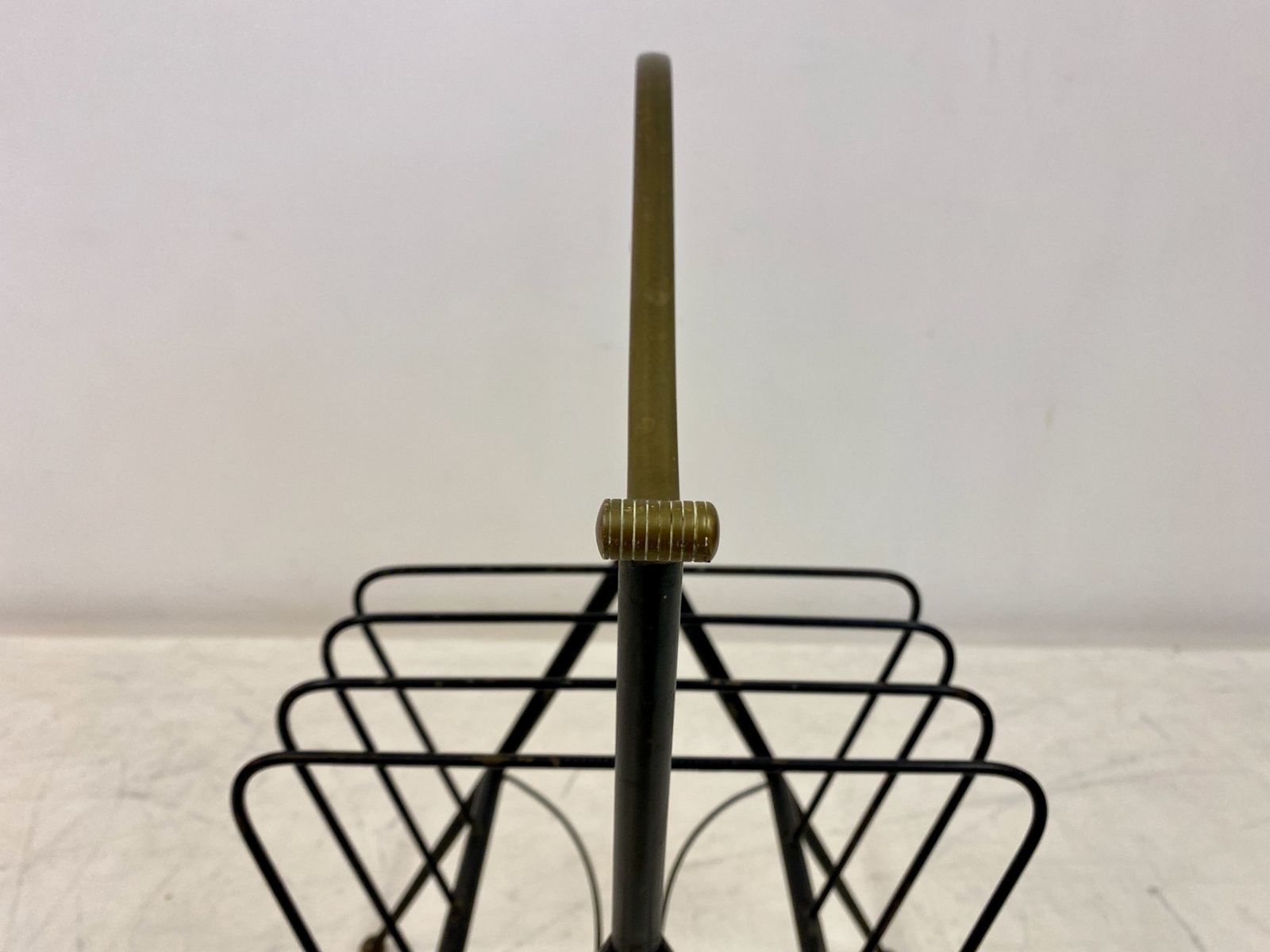 1960s Italian Black Metal And Brass Magazine Rack photo buy