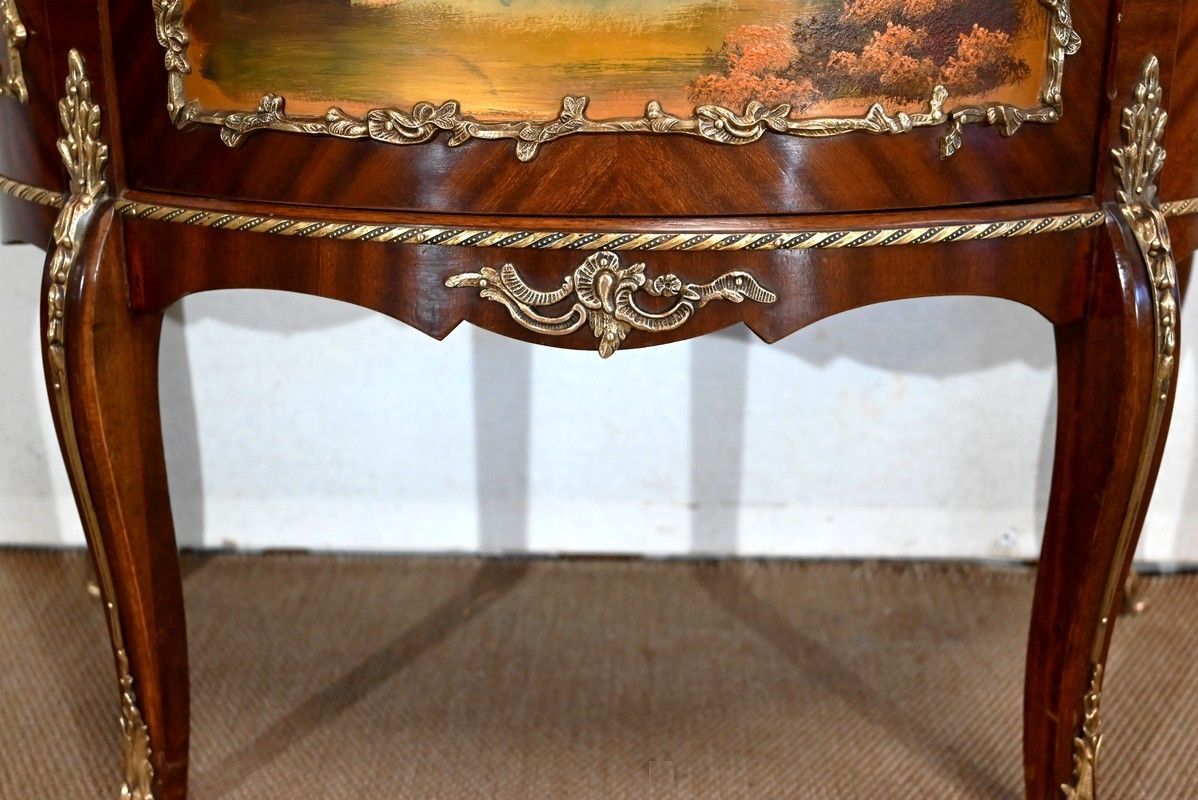 2904.6 Mahogany Demi Lune Sideboard,Commode, Transition Louis XV / Louis XVI, 1st Part Of The 20th Century photo