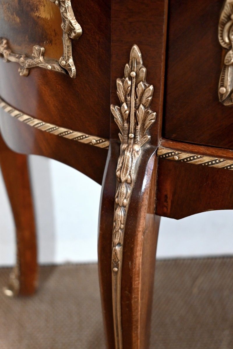 photo vintage Mahogany Demi Lune Sideboard,Commode, Transition Louis XV / Louis XVI, 1st Part Of The 20th Century