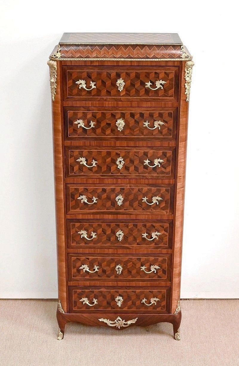 Semainier Secretaire In Precious Wood, Louis XV Style, Napoleon III Period   Mid 19th Century photo furniture