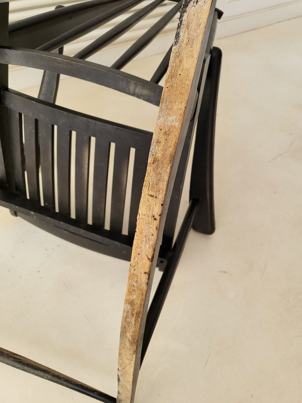 photo for sale Superb Rocking Chair Armchair 1960 Vintage In Black Lacquered Wood 60s 1960s