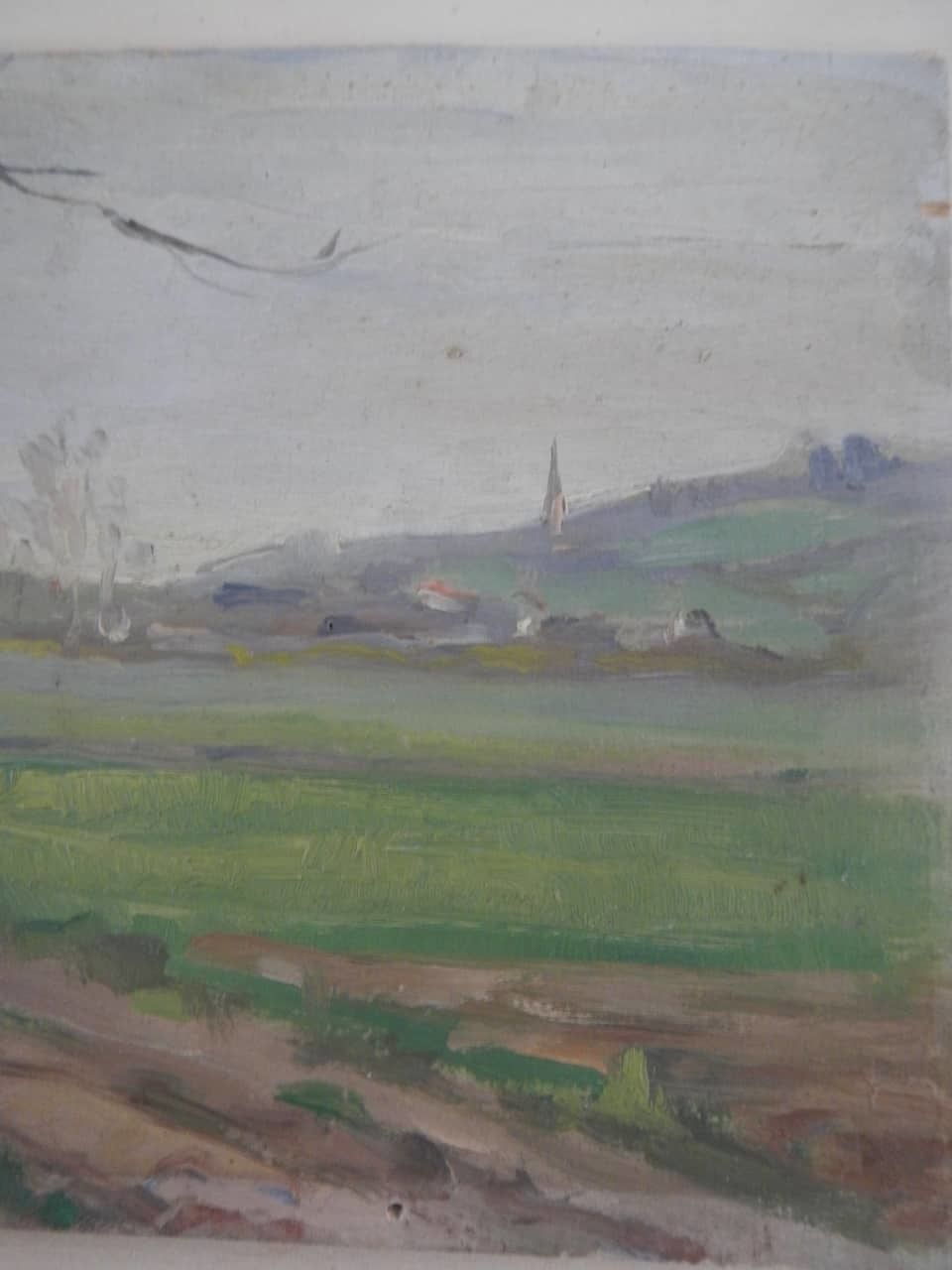 photo furniture Painting Oil By Des Champs "Bell Tower"