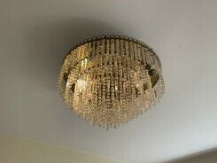 Brass And Crystal Chandelier, Mid 20th Century photo vintage
