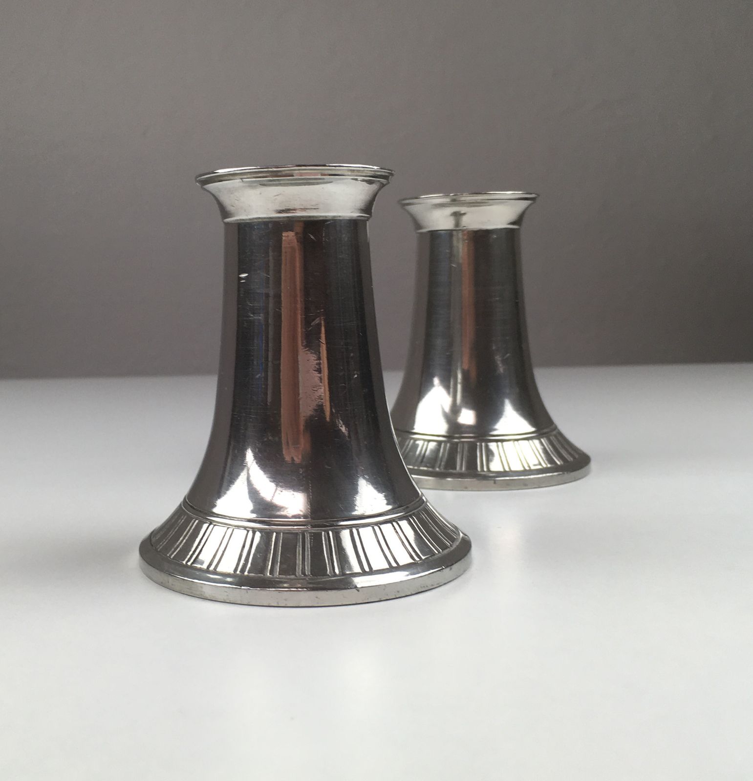 Set Of Two Danish Just Andersen Pewter Candle Holders 1940's