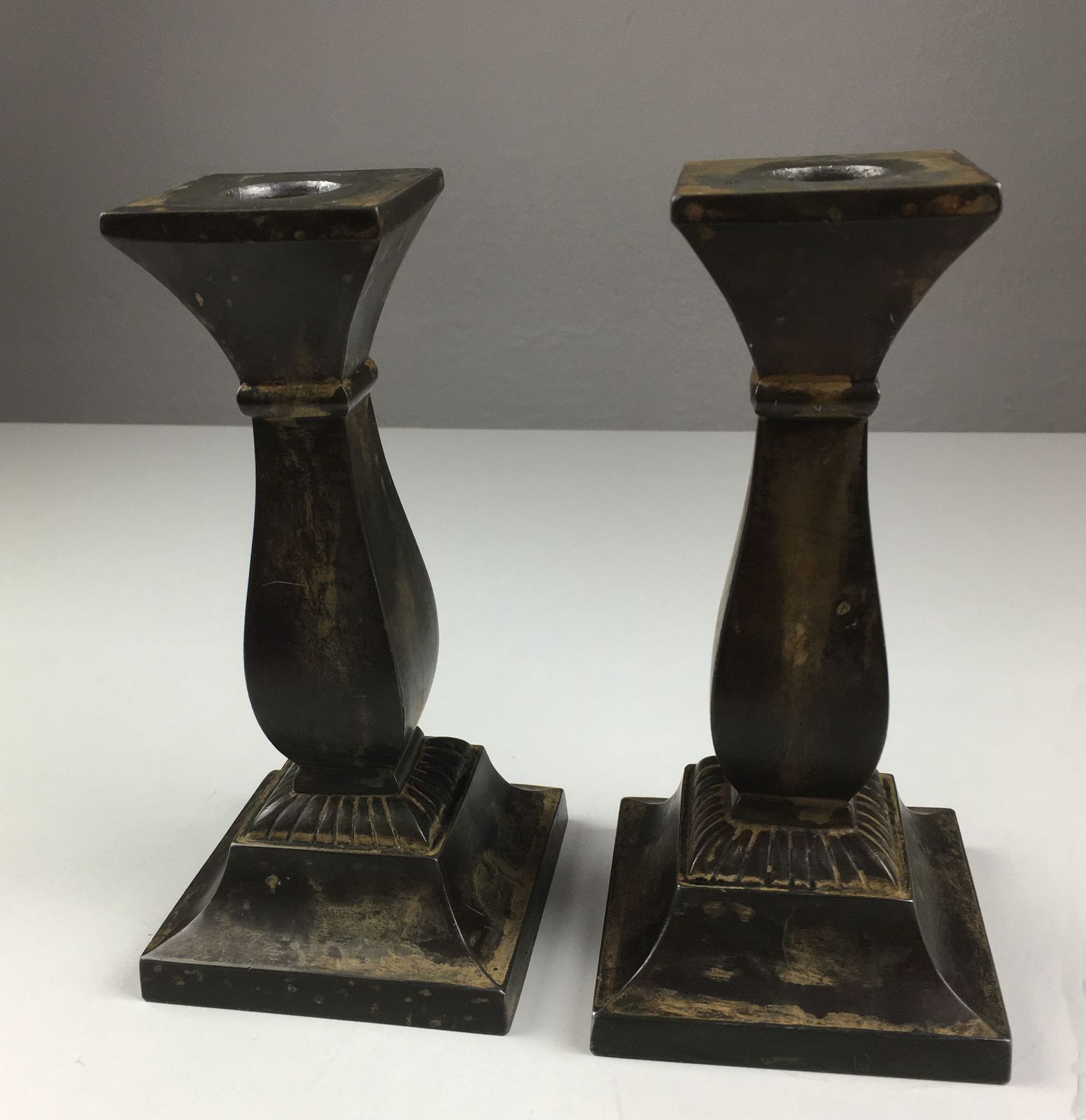 Set Of Two Danish Just Andersen Disco Metal Candle Holders 1950's photo furniture