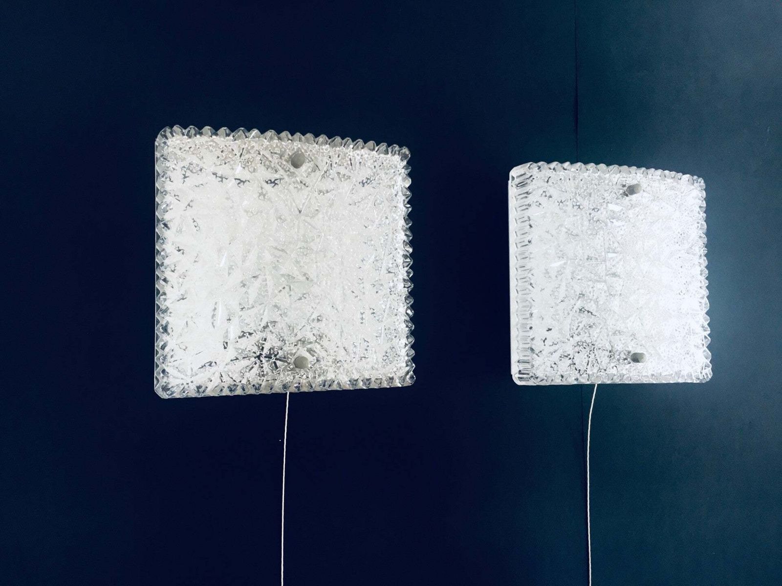 photo for sale Midcentury Modern Design Glass Sconce Wall Lamp Set By Bur Leuchten, 1960's