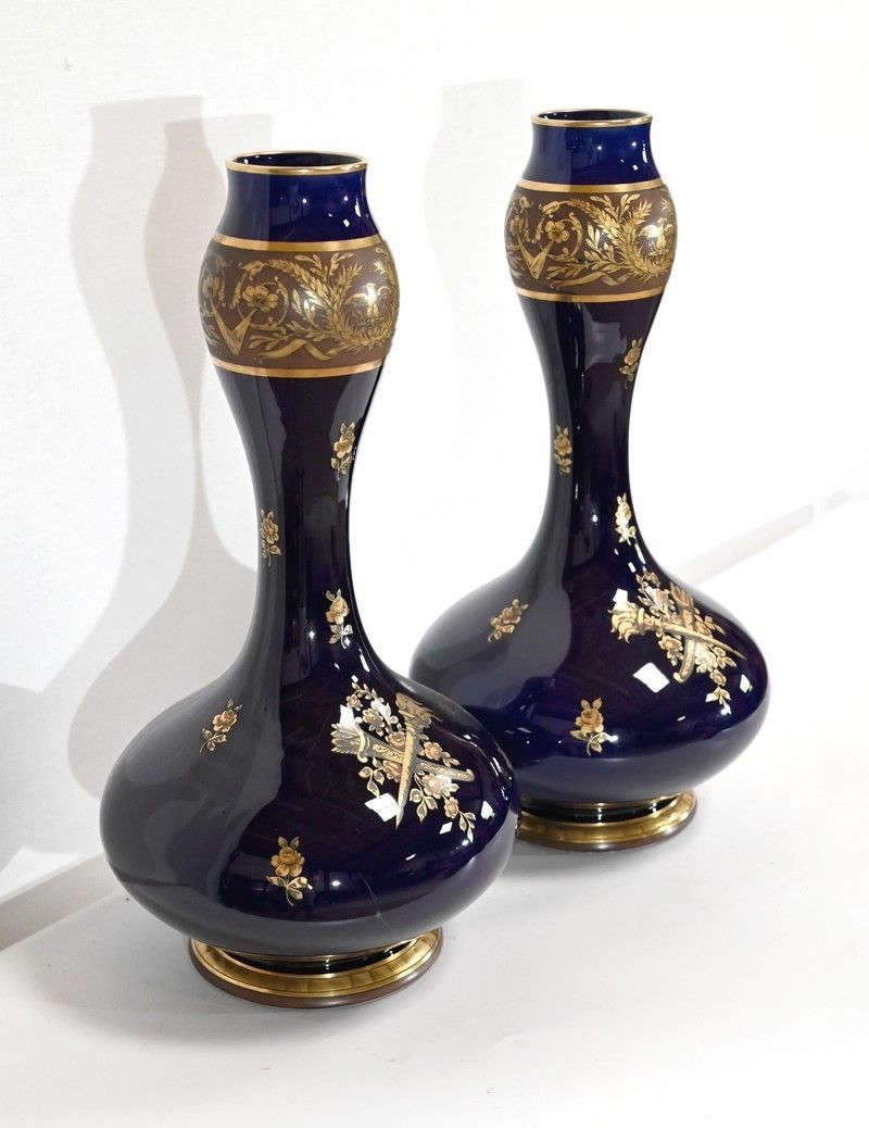 Pair Of Fine Earthenware Vases, Jaget & Pinon Early 20th Century photo furniture