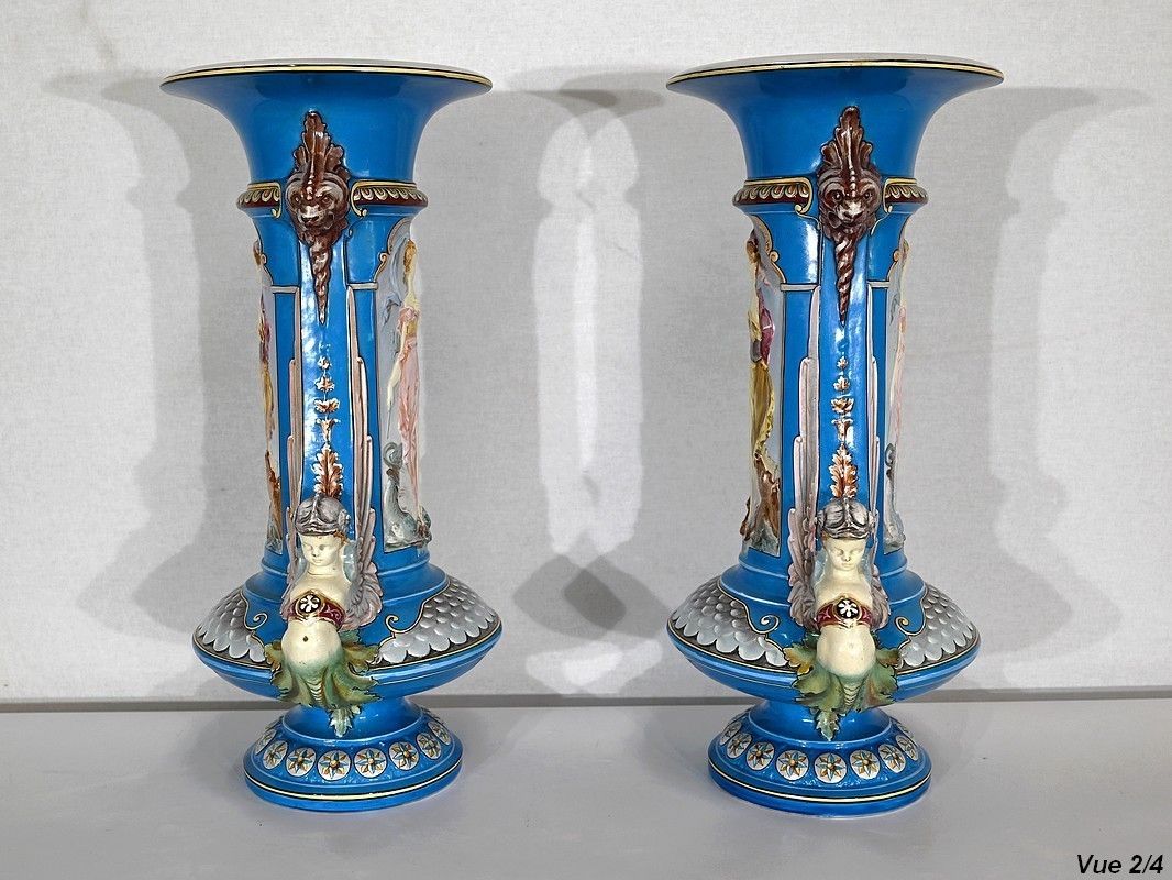 photo furniture Pair Of Vases Creil Montereau Earthenware  Mid 19th Century