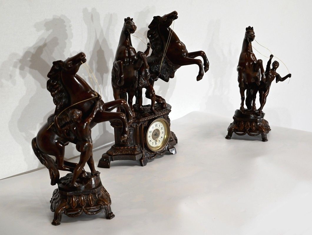 Fireplace Set "Les Chevaux De Marly", After G. Coustou   Early 20th Century photo furniture
