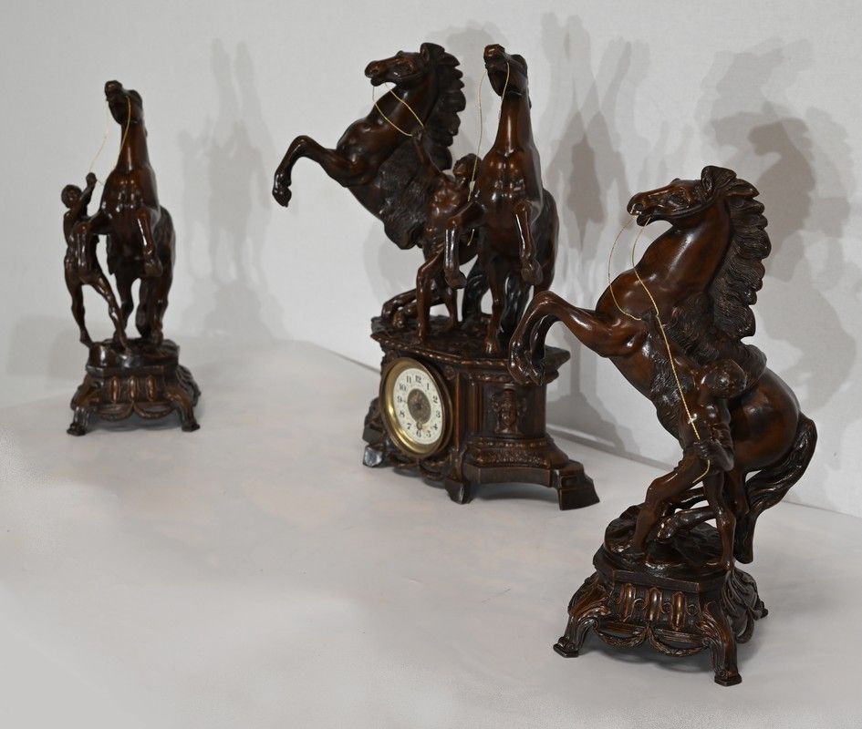 Fireplace Set "Les Chevaux De Marly", After G. Coustou   Early 20th Century photo for sale