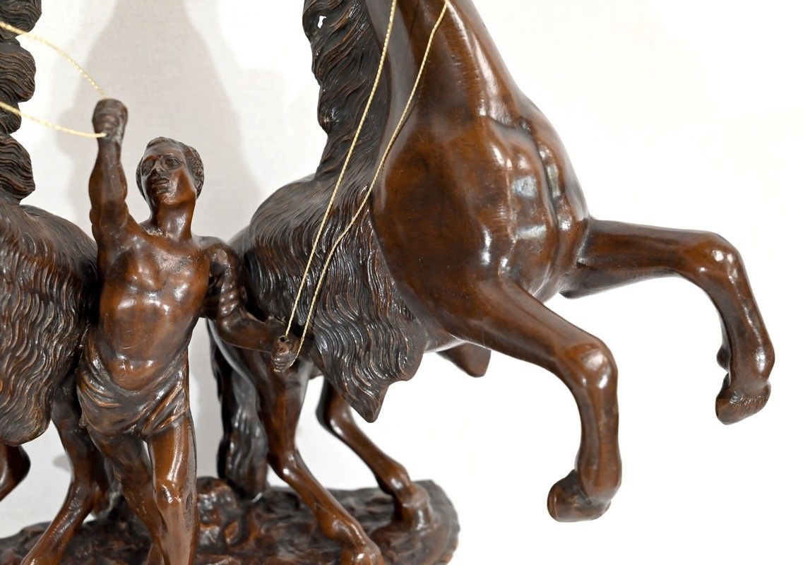 photo vinterior Fireplace Set "Les Chevaux De Marly", After G. Coustou   Early 20th Century