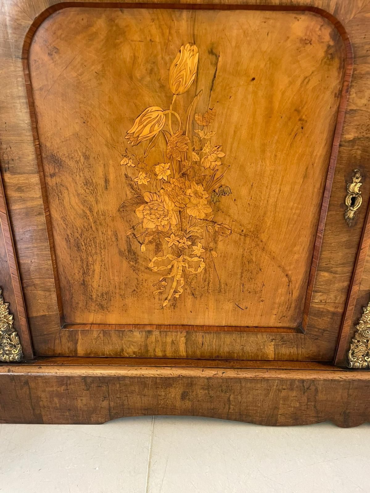 9225.0 Outstanding Quality Antique Burr Walnut Marquetry Inlaid Ormolu Mounted Bookcase photo