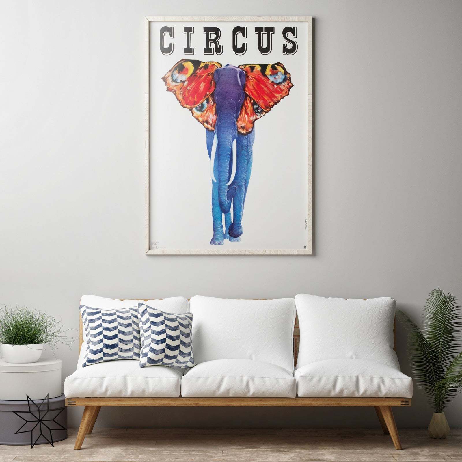 Cyrk Elephant Butterfly 1979 Polish Circus Poster, Pagowski photo furniture