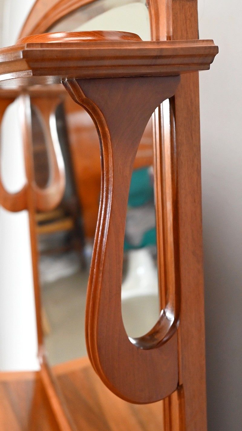 Home Decor Mahogany Mirror With Consoles, Majorelle Spirit, Art Nouveau   1900 photo