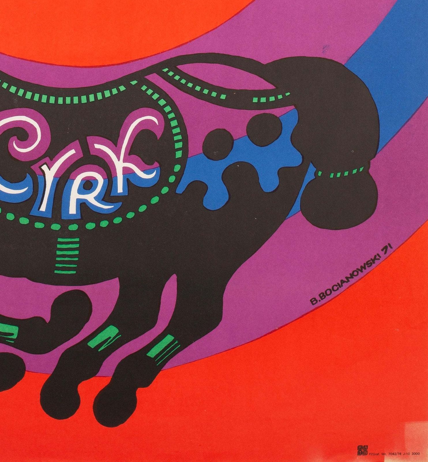 Cyrk Circus Cowboy Acrobat R1976 Polish Circus Poster, Bocianowski photo for sale