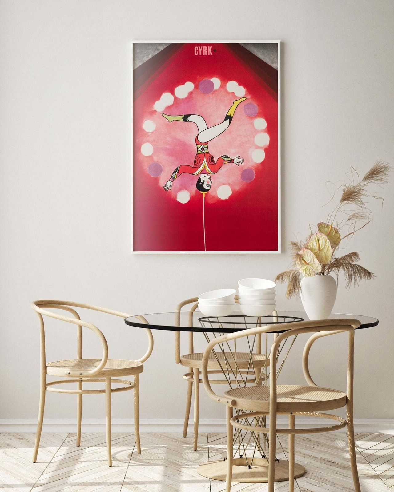 Cyrk Polish Circus Poster Balancing Juggling Acrobat 1968, Urbaniec