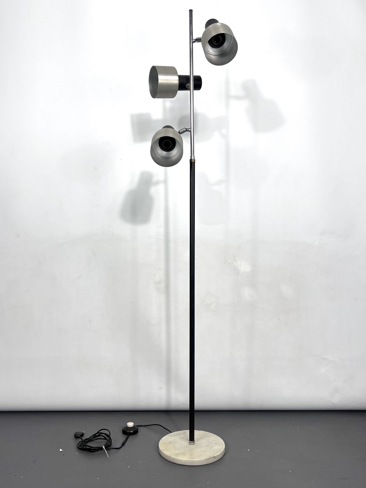 Mid Century Marble And Metal Three Arms Floor Lamp. Italy 1960s photo furniture