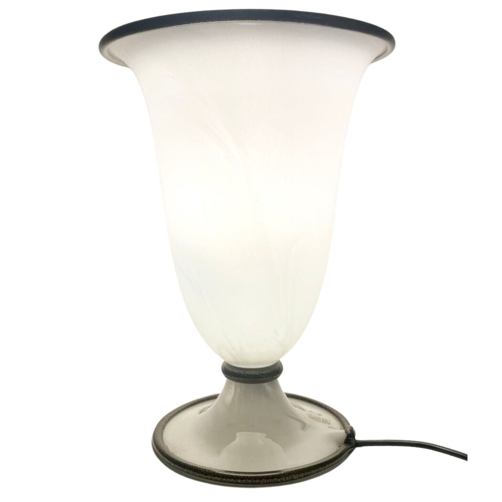 Mid Century Modern White Murano Glass Table Lamp By Barovier & Toso
