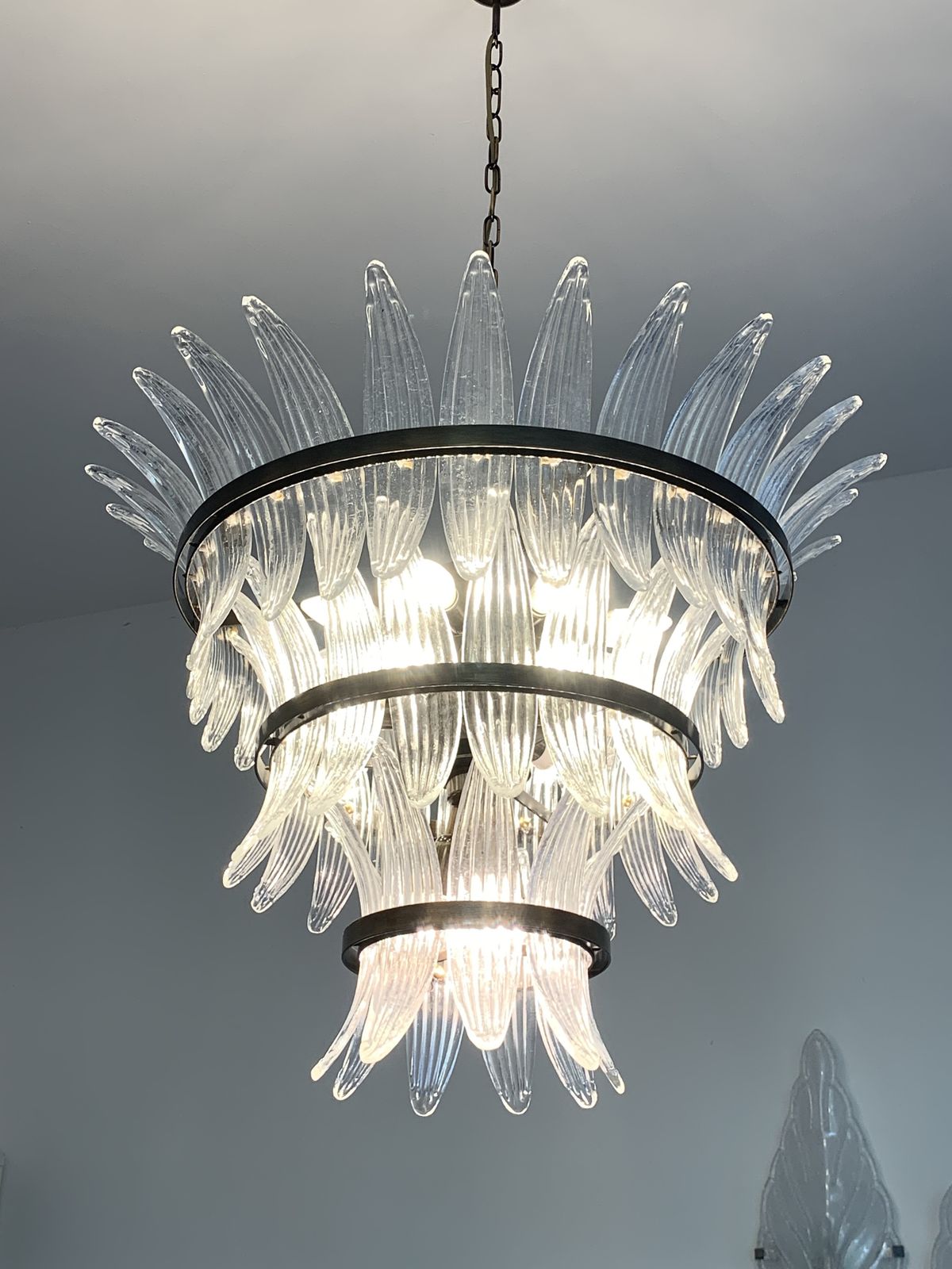 Impressive Murano Glass Sputnik Chandelier Lantern Like Mazzega Zuccheri Venini Barovier Style photo vintage