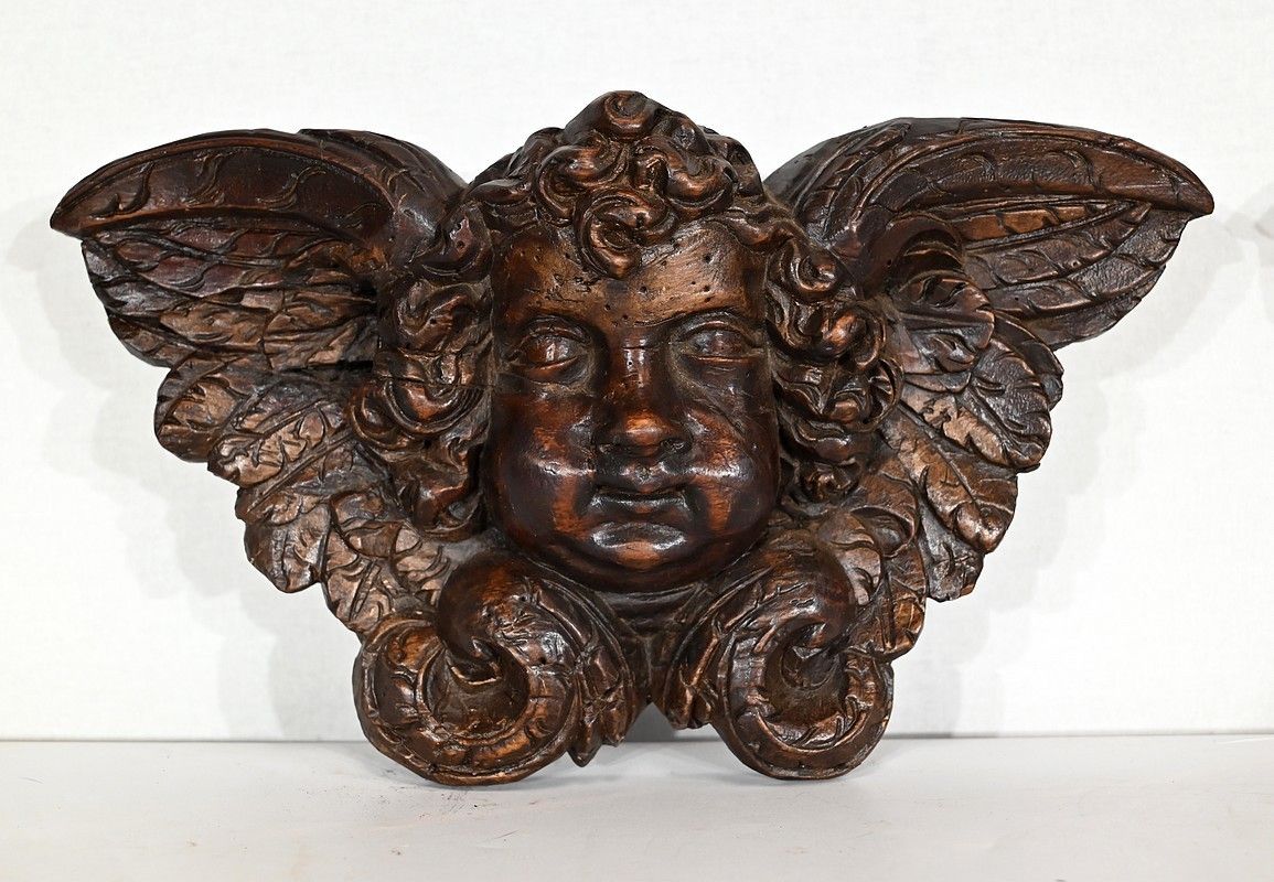 Pair Of Carved Wood Cherubs   Late 19th Century photo Art