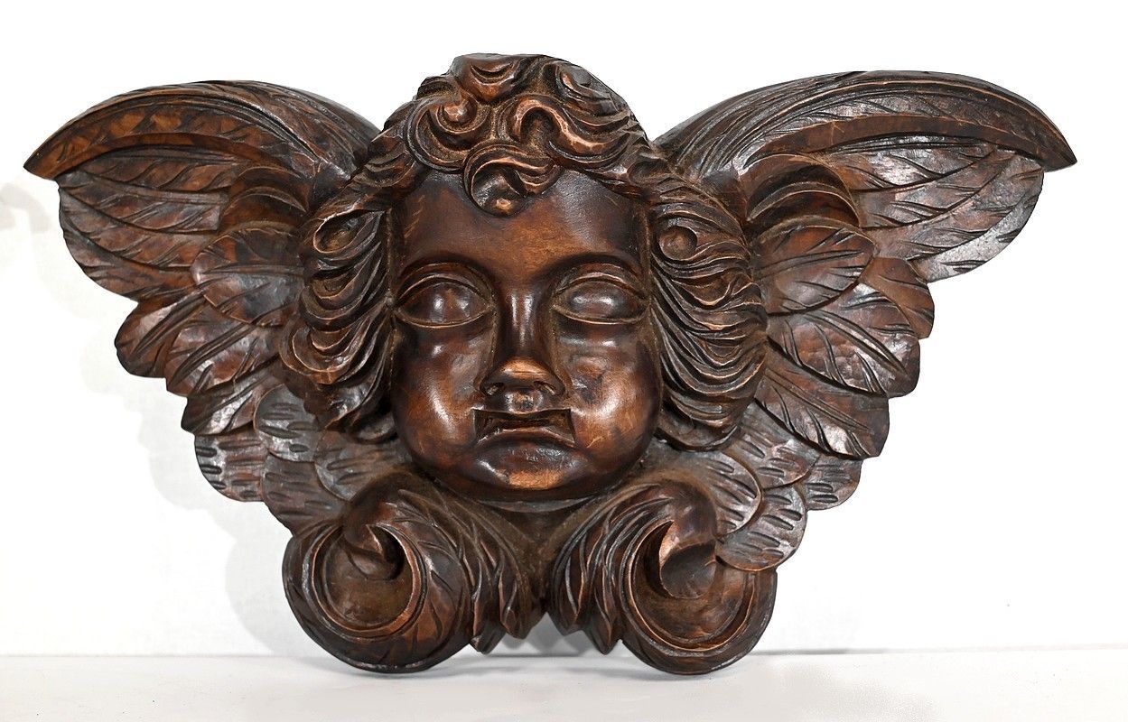 photo furniture Pair Of Carved Wood Cherubs   Late 19th Century