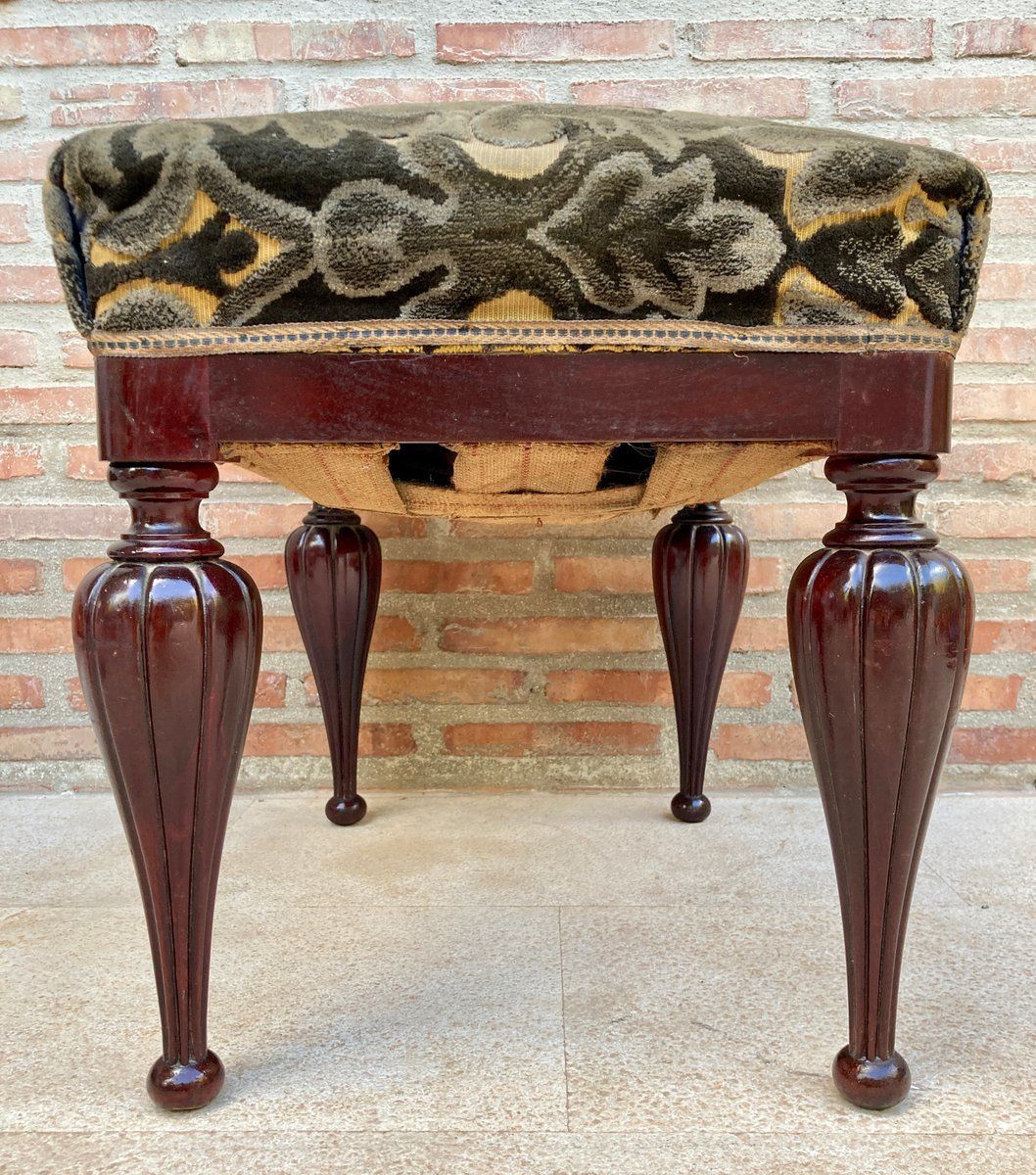 Mid Century Spanish Footstool In Wood, 1960 photo vintage