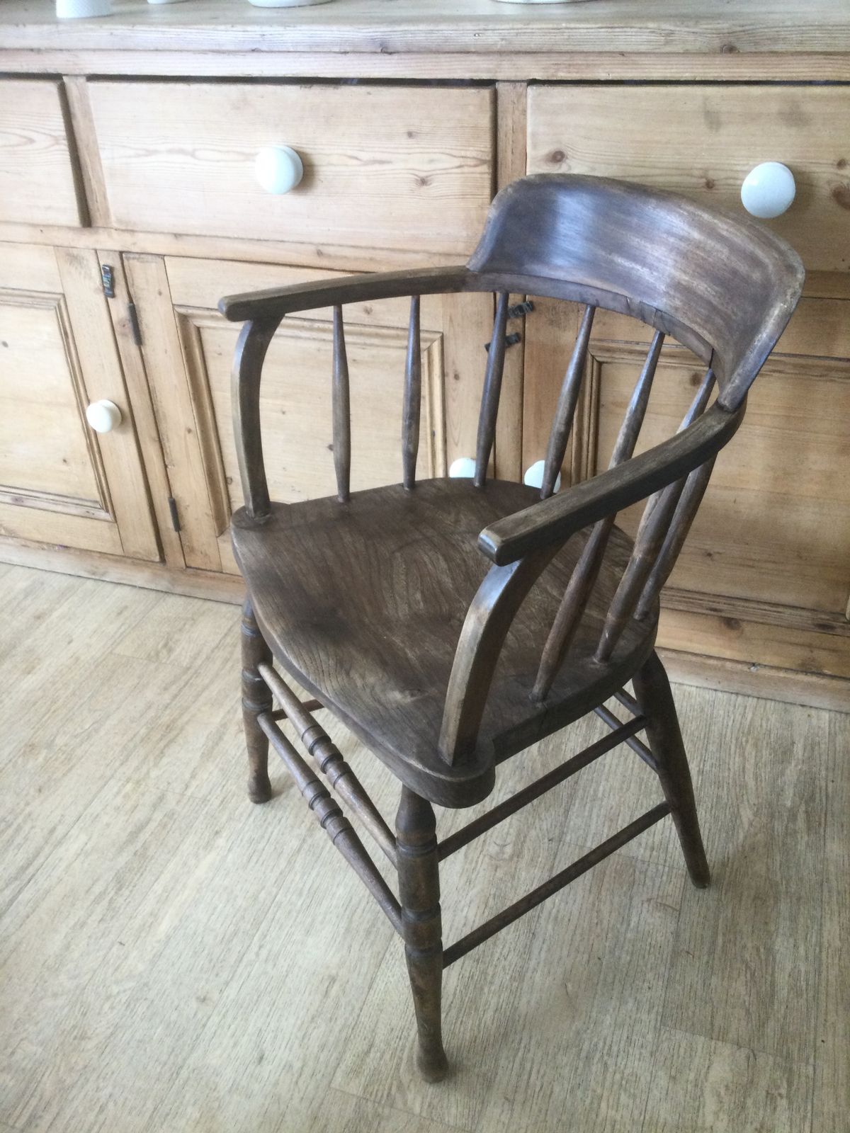 Early Victorian Elm Captains Chair/ Armchair