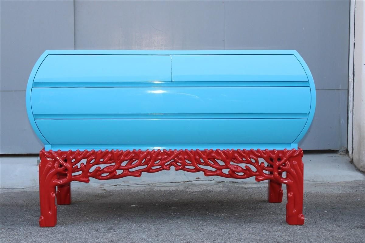 Decotarive Bedroom Sets Arpex Roma 1970 In Sea Blue And Red Coral Made In Italy photo for sale