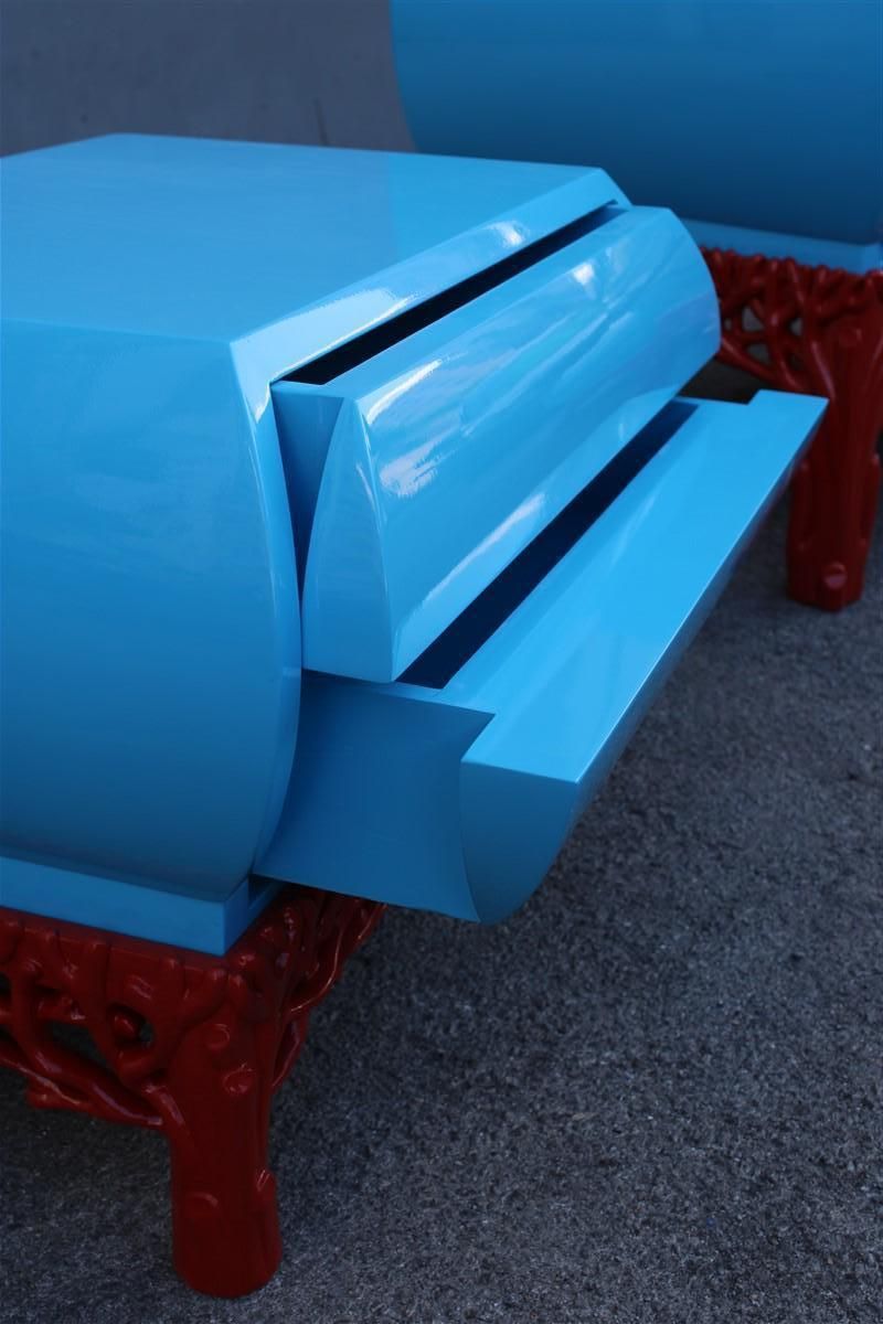Decotarive Bedroom Sets Arpex Roma 1970 In Sea Blue And Red Coral Made In Italy photo vintage