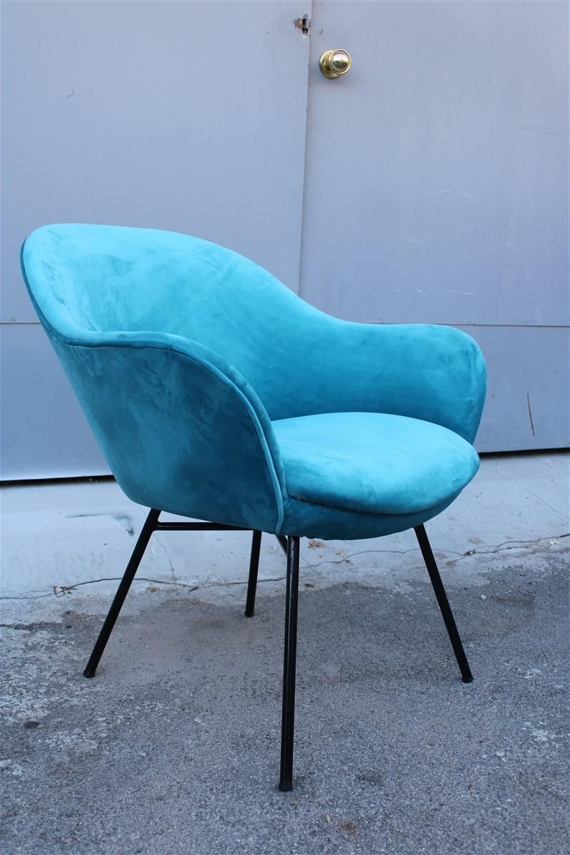 photo furniture Pair Of Blue Velvet Armchairs Mid Century Italian Design Saporiti Augusto Bozzi