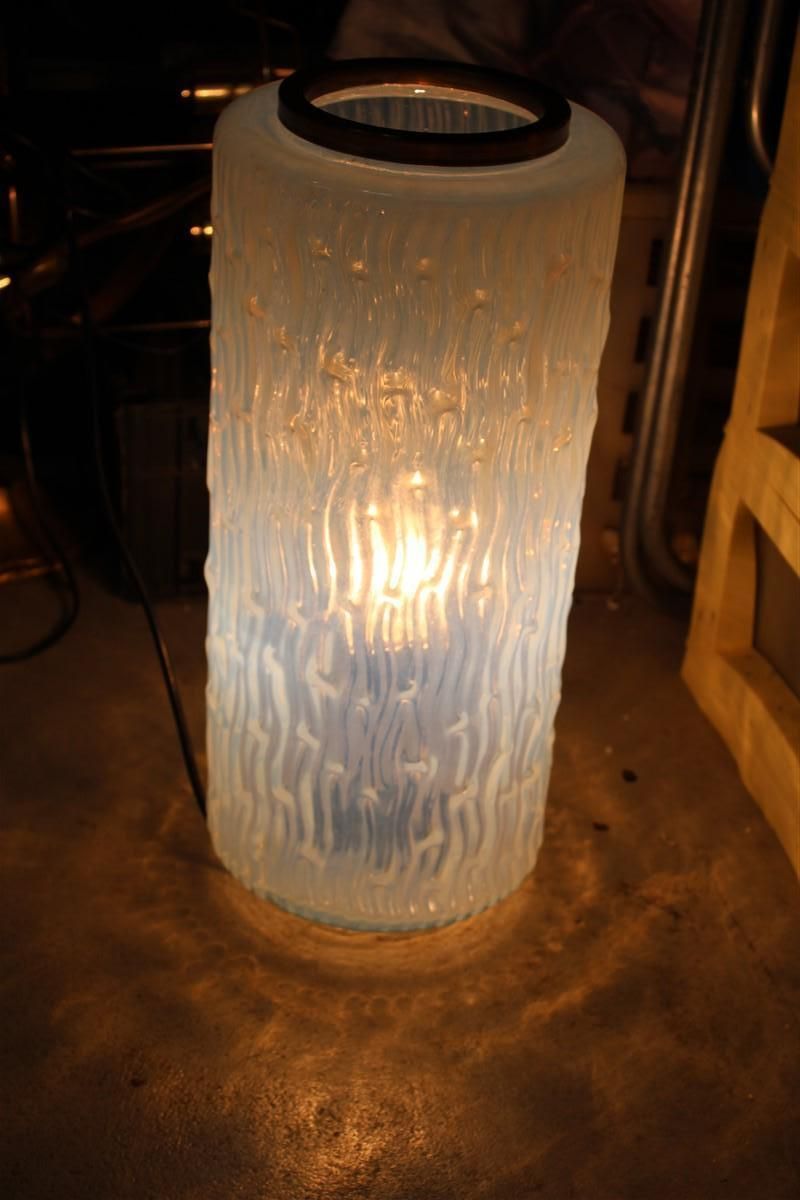 Lighting Venini 1960s Iridescent Murano Glass Cylinder Table Lamp Made In Italy, 1960s photo