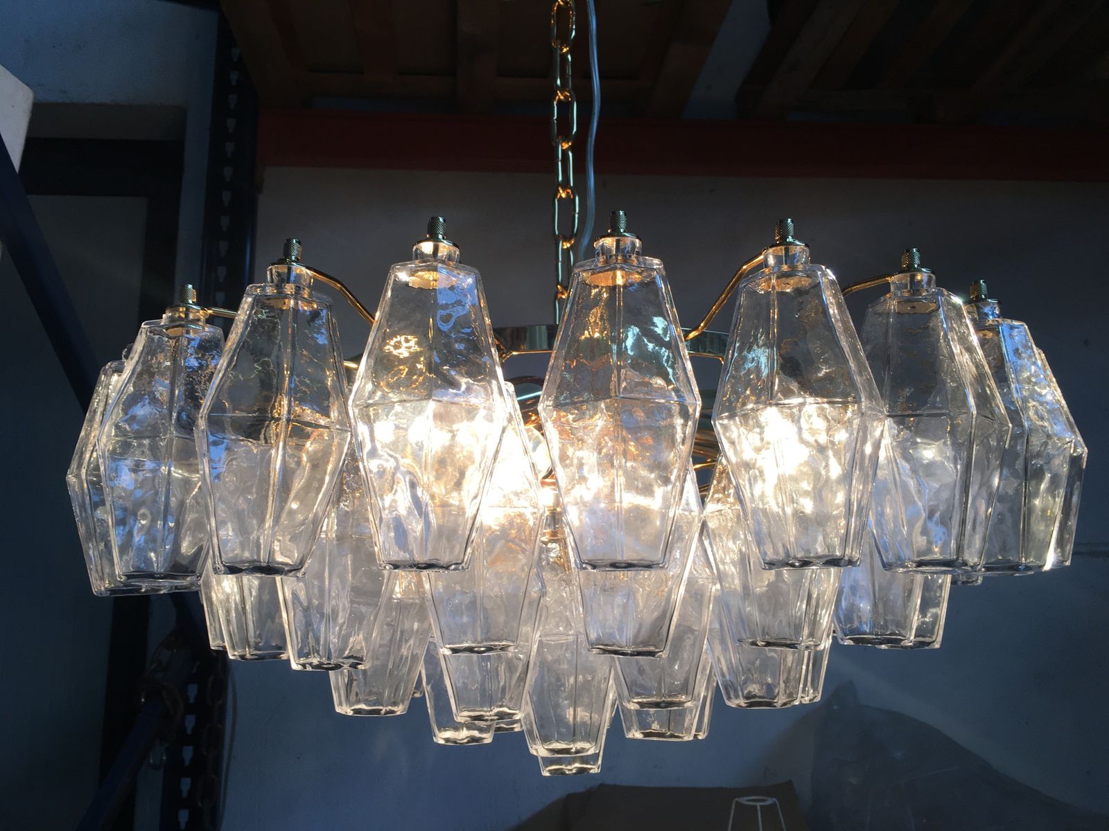 photo for sale Impressive Murano Glass Sputnik Chandelier Poliedro Like Mazzega Zuccheri Venini Barovier Style
