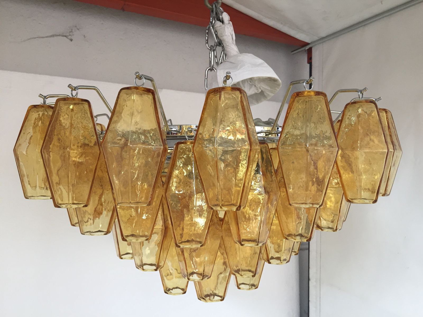 Impressive Murano Glass Sputnik Chandelier Poliedro Like Mazzega Zuccheri Venini Barovier Style