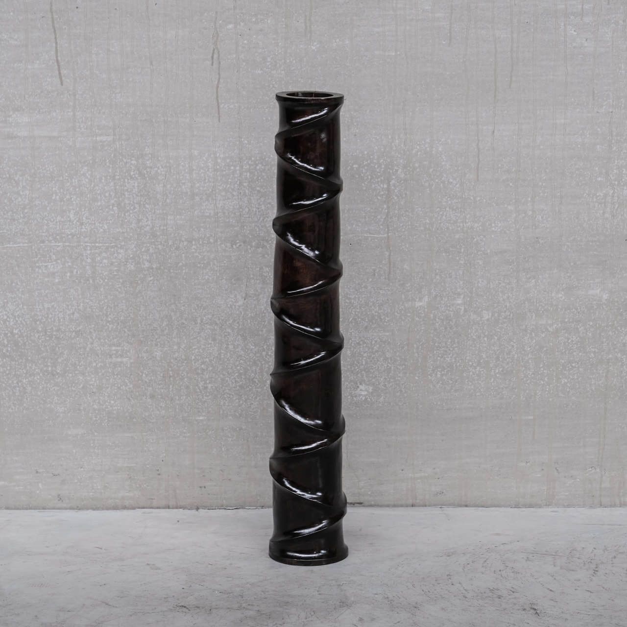 photo for sale Pair Of Wooden Tall French Mid Century Decorative Vases
